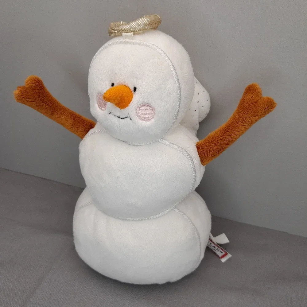 Douglas The Cuddle Toy Angel Snowman Plush White Gold Halo Silver Wings 8 inch